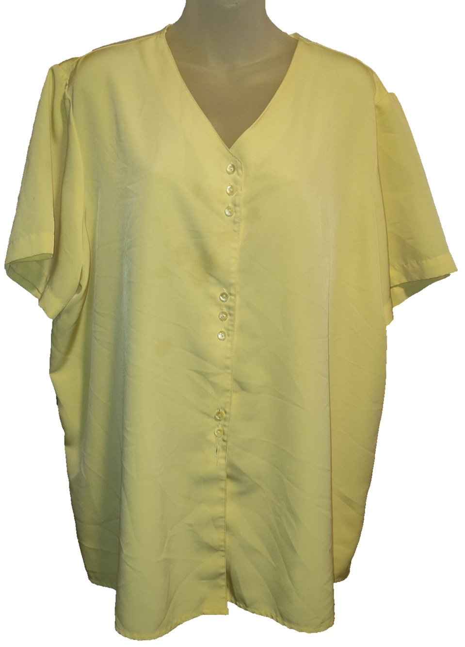 Bentley Women’s Yellow Short Sleeve Button Front Casual Style Top Size 22W BG26